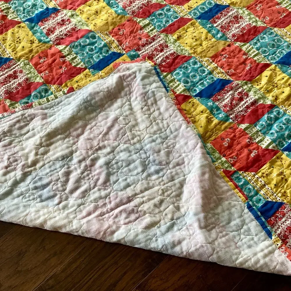 Vintage 70s Faux Patchwork Bed Coverup